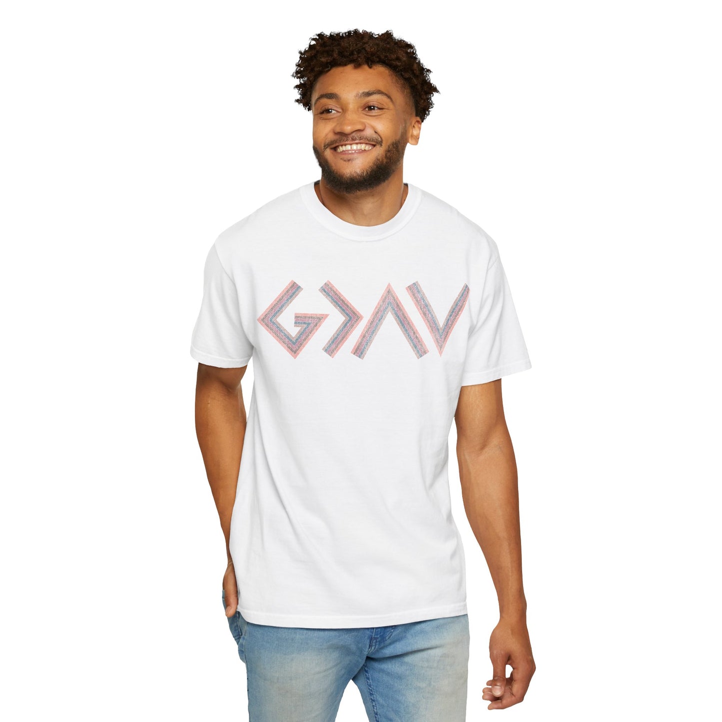 Unisex Garment-Dyed T-shirt with Geo Design - Casual Wear for Every Occasion