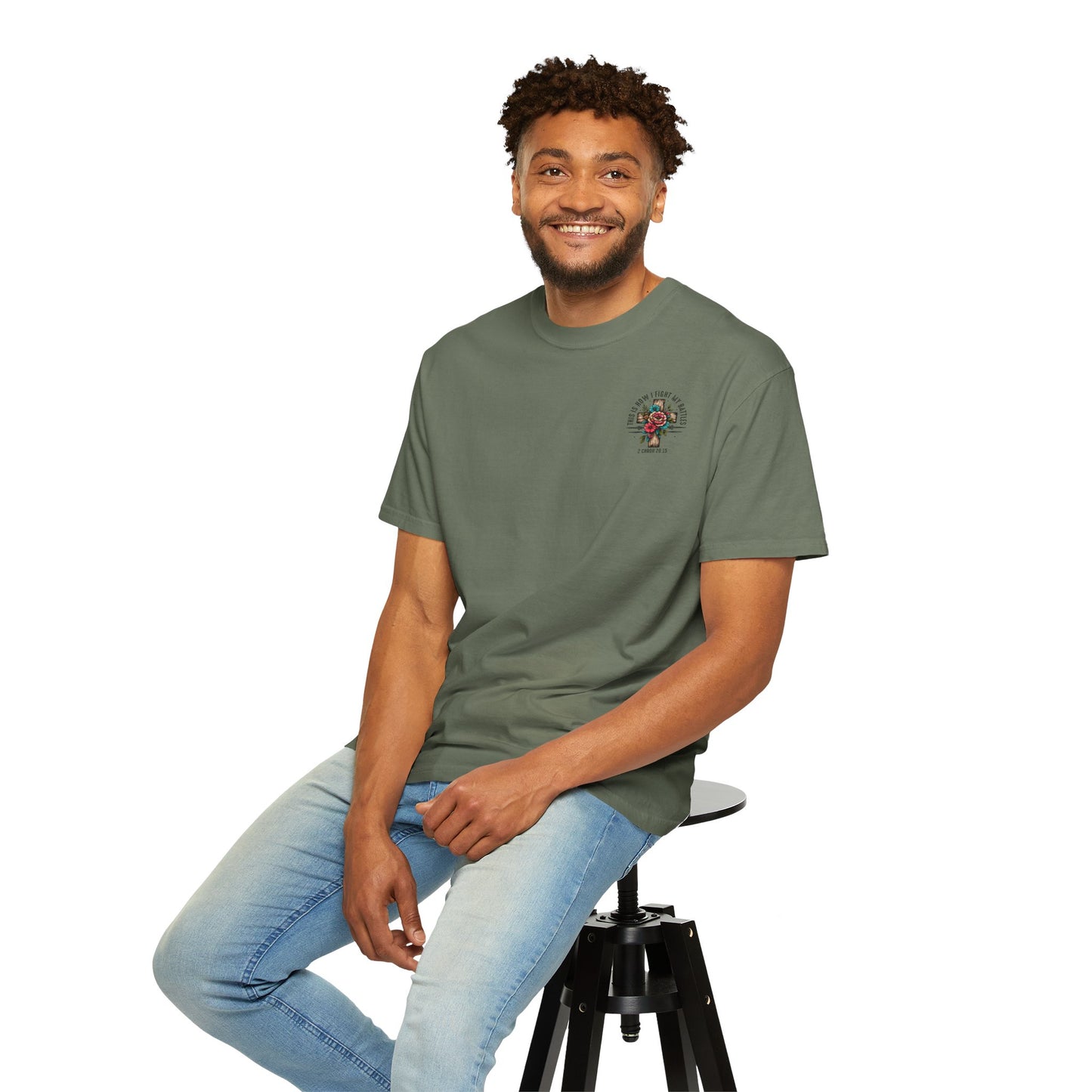 2 Chronicles 20:15 Unisex Floral Cross T-shirt – "This Is How I Fight My Battles"