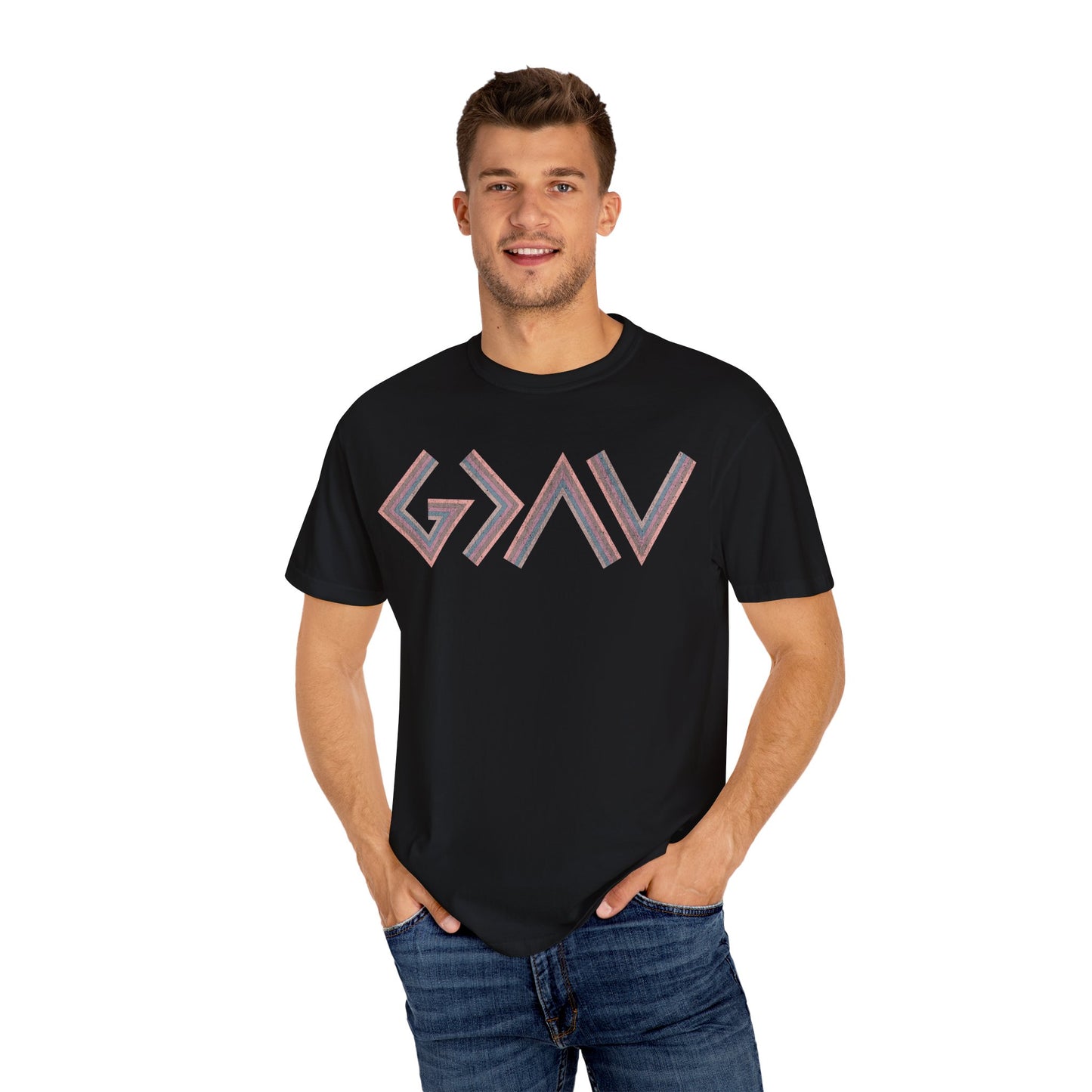 Unisex Garment-Dyed T-shirt with Geo Design - Casual Wear for Every Occasion