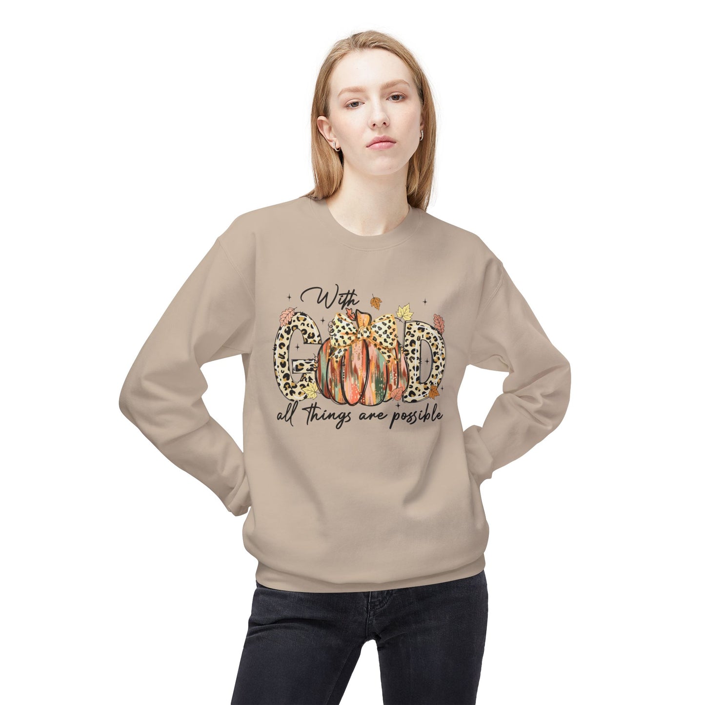 Inspirational Fleece Crewneck Sweatshirt - Perfect for Autumn, Faith Gifts, Cozy Style, Relaxed Fit, Great for Everyday Wear