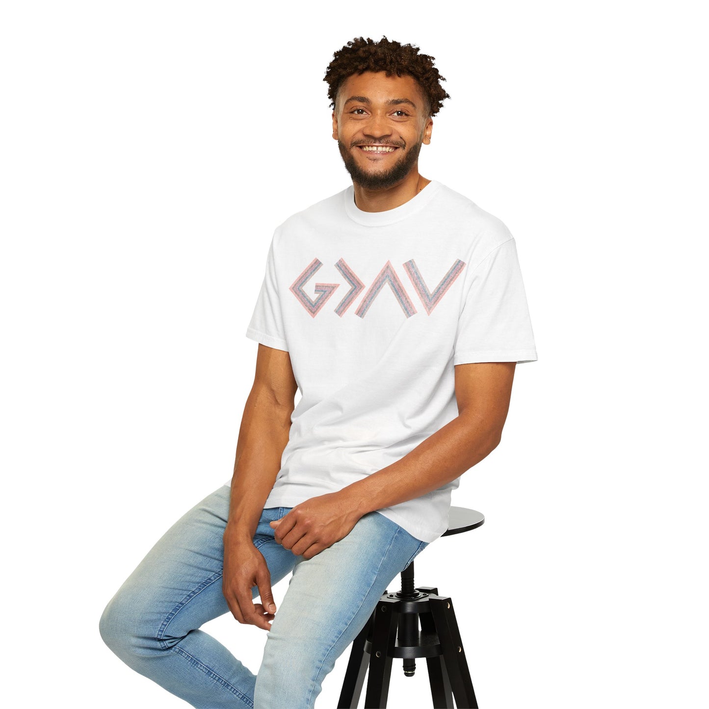 Unisex Garment-Dyed T-shirt with Geo Design - Casual Wear for Every Occasion