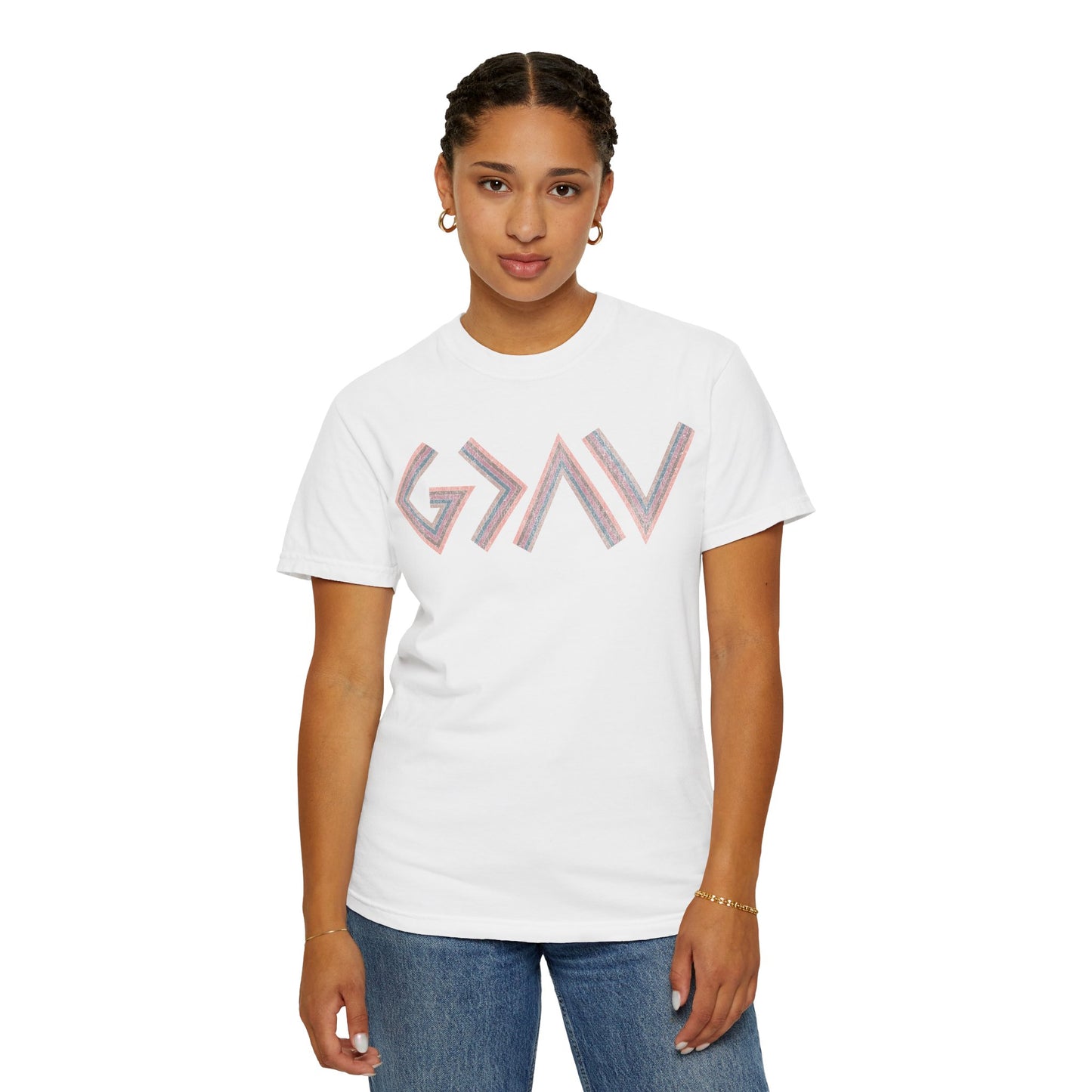 Unisex Garment-Dyed T-shirt with Geo Design - Casual Wear for Every Occasion
