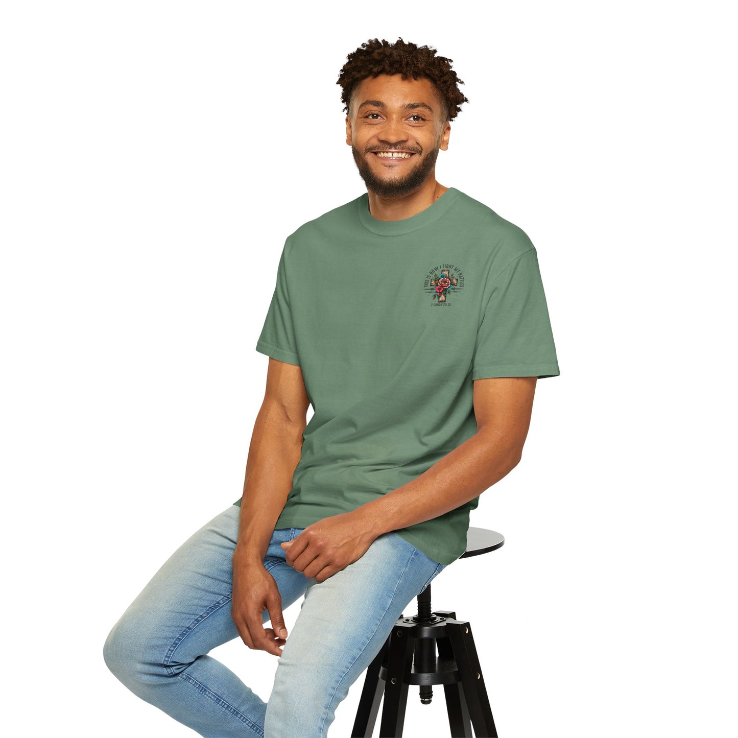 2 Chronicles 20:15 Unisex Floral Cross T-shirt – "This Is How I Fight My Battles"