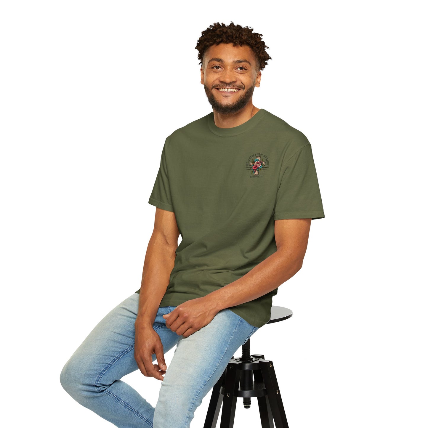 2 Chronicles 20:15 Unisex Floral Cross T-shirt – "This Is How I Fight My Battles"
