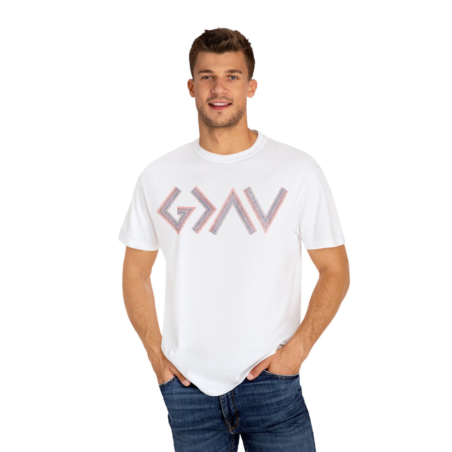 Unisex Garment-Dyed T-shirt with Geo Design - Casual Wear for Every Occasion