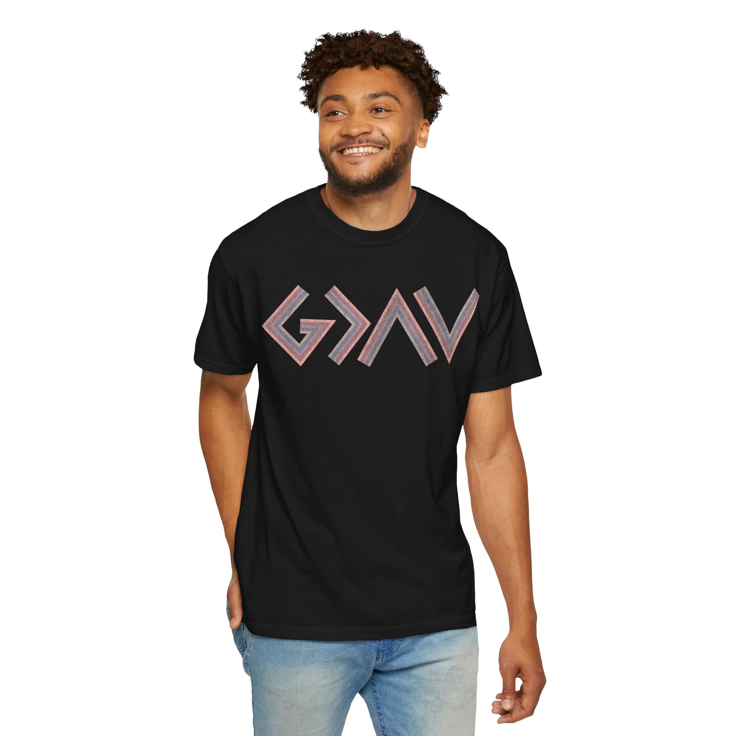 Unisex Garment-Dyed T-shirt with Geo Design - Casual Wear for Every Occasion