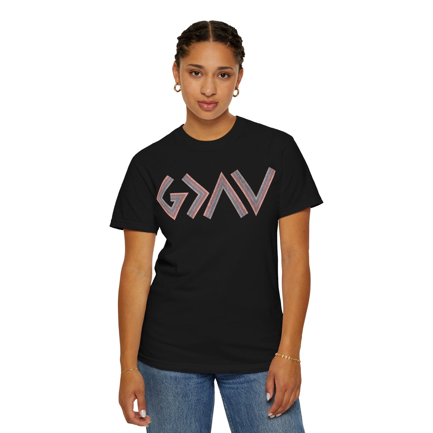 Unisex Garment-Dyed T-shirt with Geo Design - Casual Wear for Every Occasion