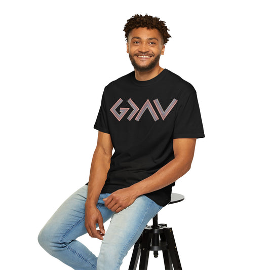 Unisex Garment-Dyed T-shirt with Geo Design - Casual Wear for Every Occasion